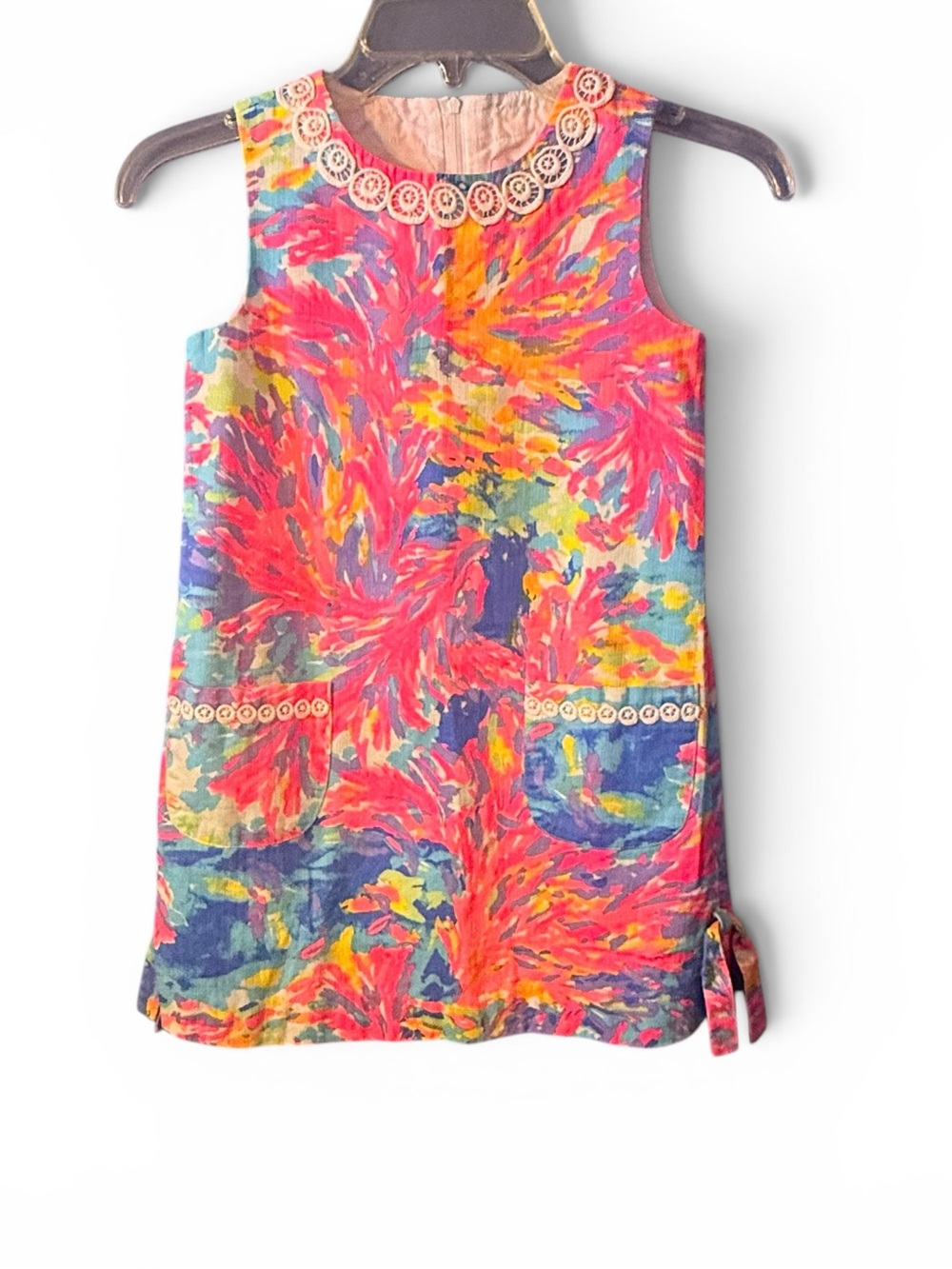 Lilly Pulitzer Girls Sleeveless Multicolor Printed Shift Dress Size 8